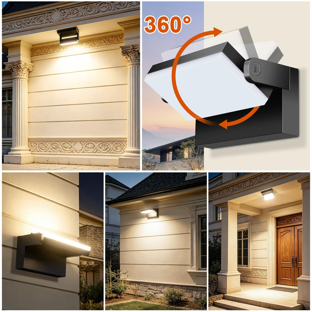 LED Wandleuchte Aussen Schwarz 60W 5000lm 360° schwenkbar IP65 - Bild 4