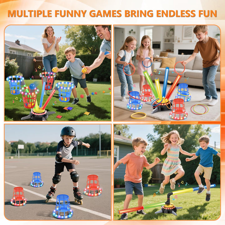 Ringwurfspiel 3-in-1 mit LED, Musik &amp; Drehteller für Kinder - Bild 2