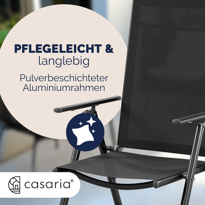 Gartenstuhl Hochlehner Aluminium klappbar 120 kg 2er Set Anthrazit - Bild 5