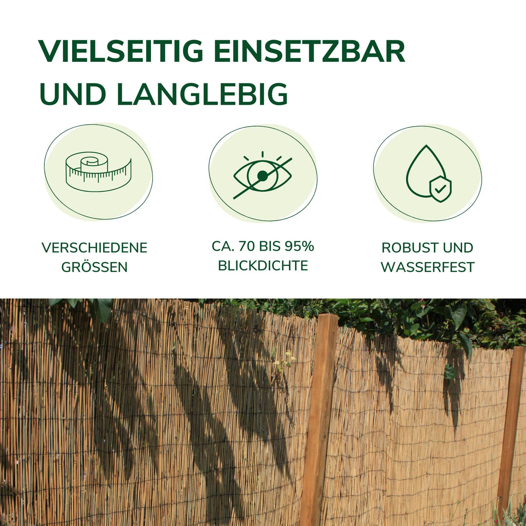 Schilfrohrmatte Sichtschutz Natur 1x6m für Balkon und Garten - Bild 4