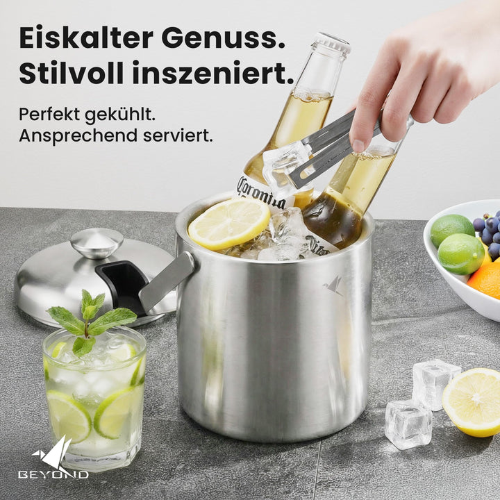 Eiseimer Edelstahl doppelwandig mit Deckel und Zange 1,3 L - Bild 5