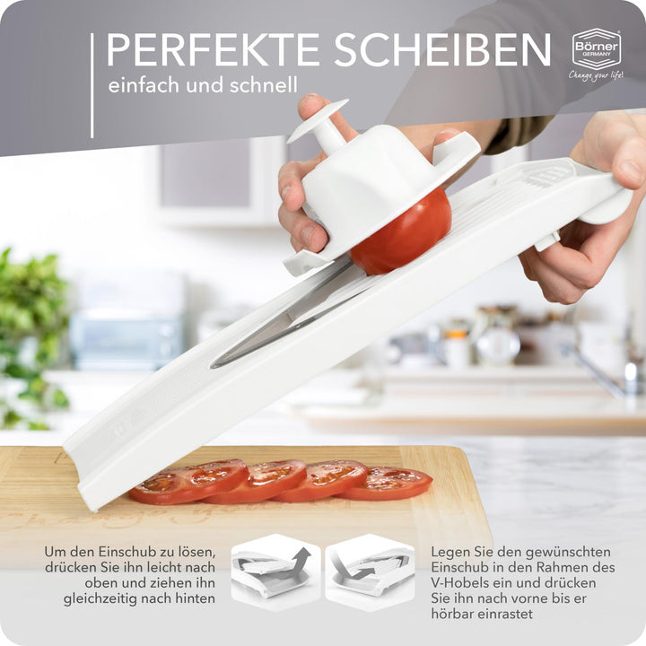Gemüsehobel-Set mit 4 Einsätzen für Scheiben Streifen Würfel - Bild 5