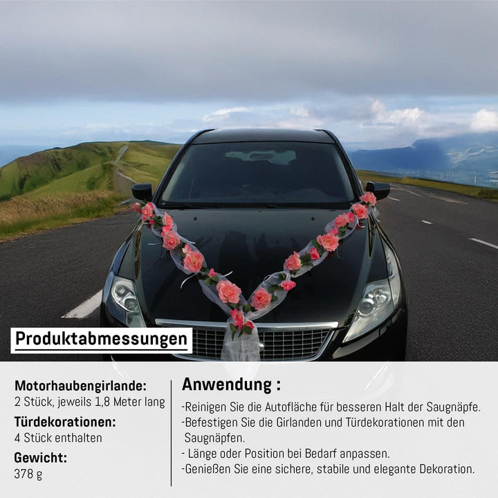 Hochzeit Autoschmuck Rosen-Orchideen-Girlande Rosa 2er-Set - Bild 6