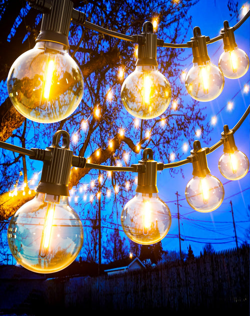 Lichterkette Aussen 30m mit 50 G40 LED Birnen warmweiss IP65