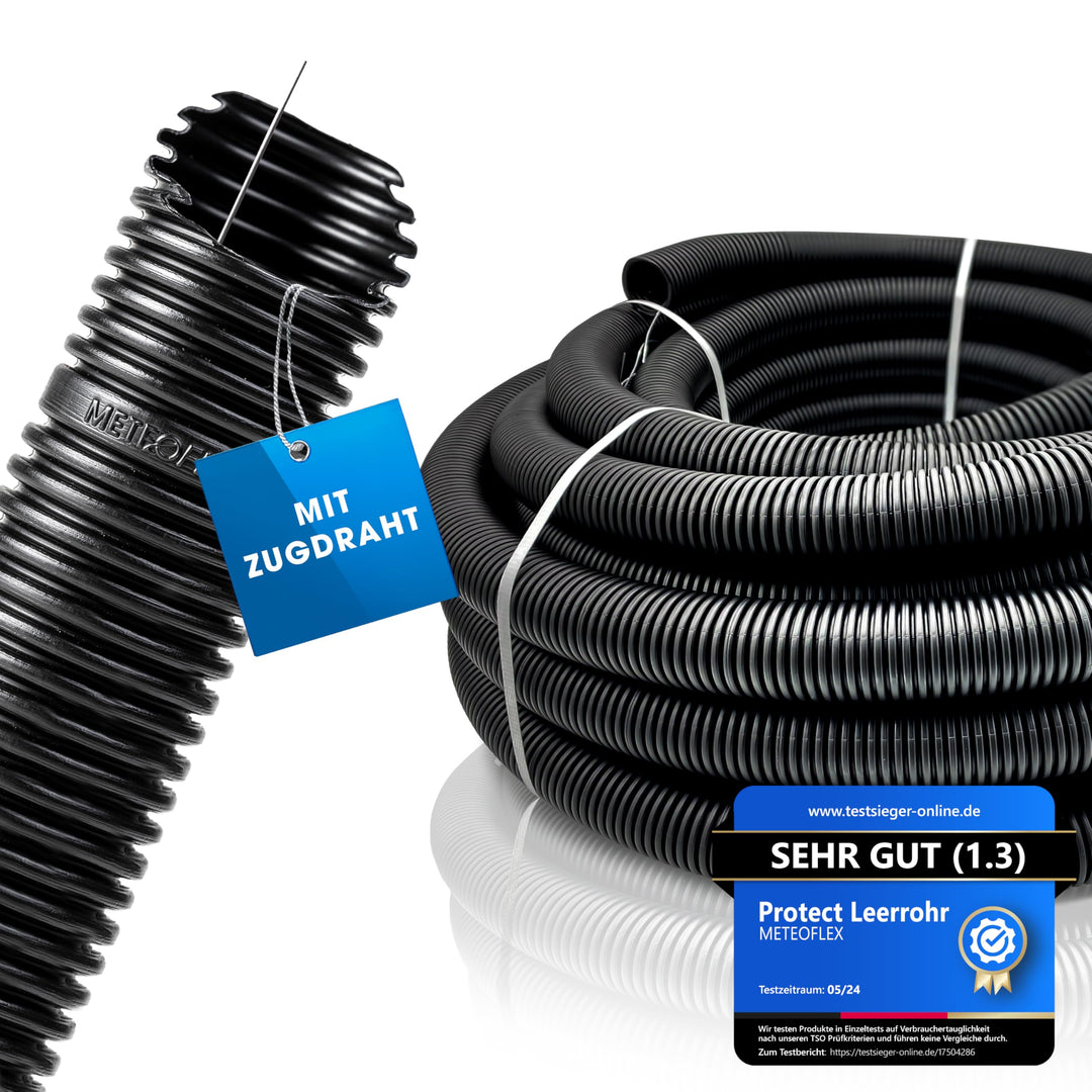 Leerrohr HDPE M25 mit Zugdraht Erdverlegung 25m schwarz