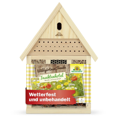 Insektenhotel Holz handgefertigt 56x36cm fuer Wildbienen & Nuetzlinge