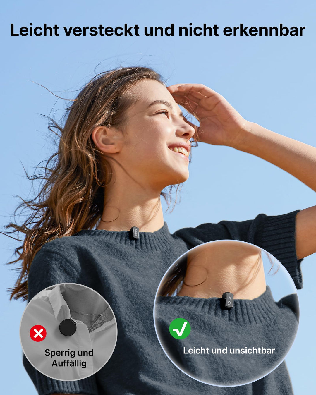 Kabelloses Lavalier Mikrofon USB-C &amp; Lightning 48kHz/24Bit für Smartphone - Bild 3