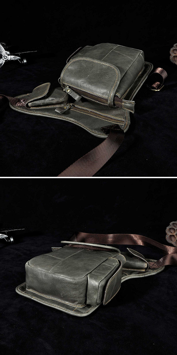 Beinholster Echtleder Grau Hüft-Beintasche für Motorrad &amp; Outdoor - Bild 5
