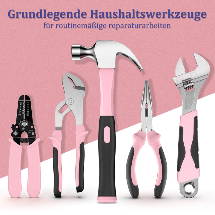 Werkzeugkoffer gefüllt 281-teilig mit Steckschlüssel und Zangen Rosa - Bild 3