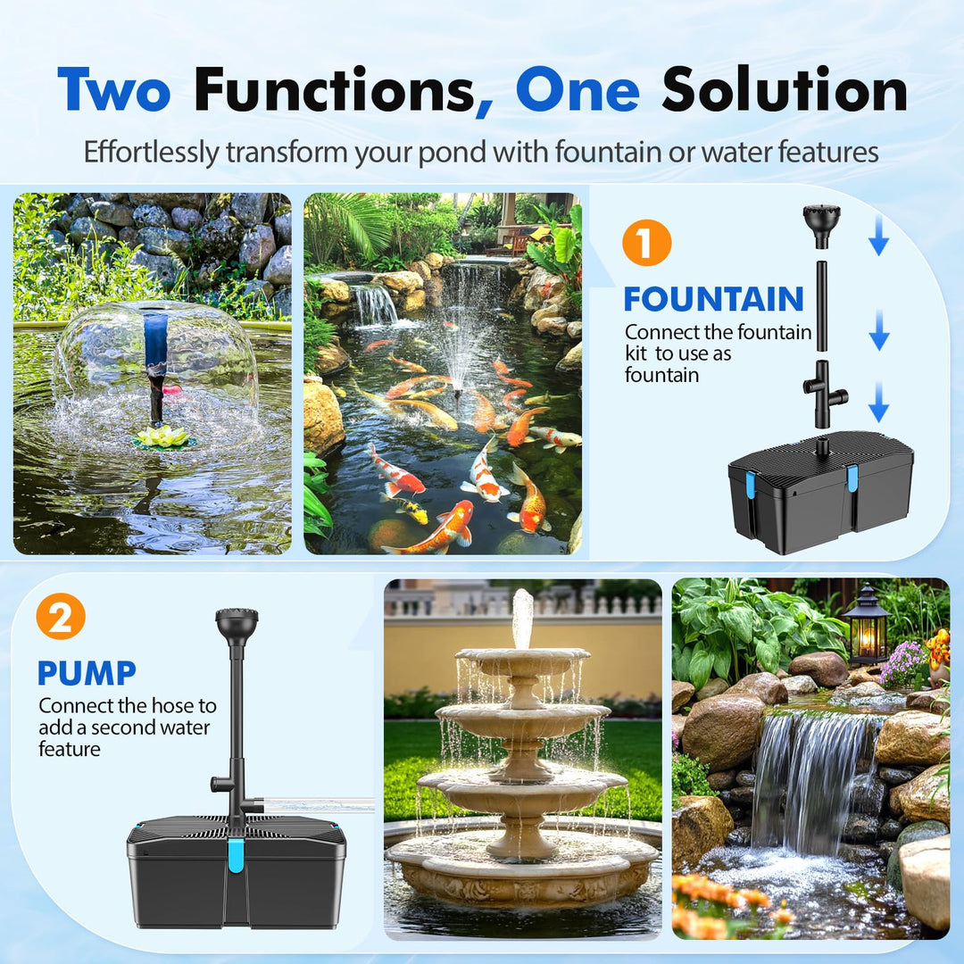 Teichfilter-Set mit Pumpe 50W 2500 l/h und 3 Springbrunnen-Aufsätzen - Bild 3