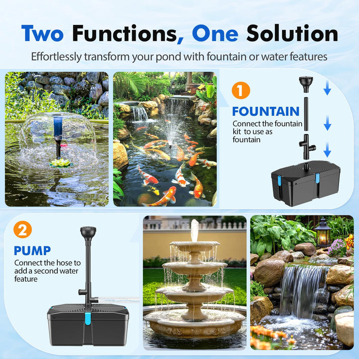 Teichfilter-Set mit Pumpe 50W 2500 l/h und 3 Springbrunnen-Aufsätzen - Bild 3
