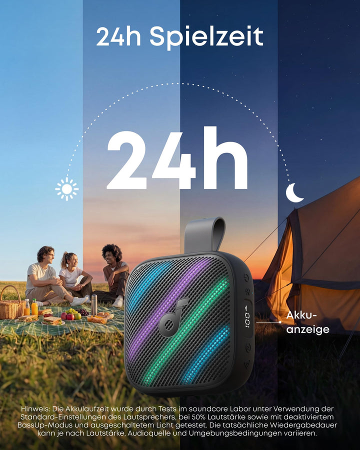 Bluetooth-Lautsprecher 15W IP68 mit Lichtshow und Powerbank - Bild 3