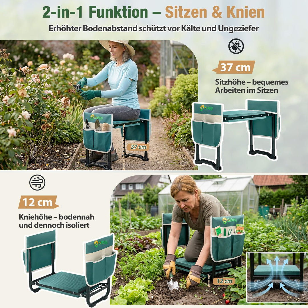 Garten-Kniebank 2-in-1 klappbar höhenverstellbar bis 180 kg Stahl - Bild 5
