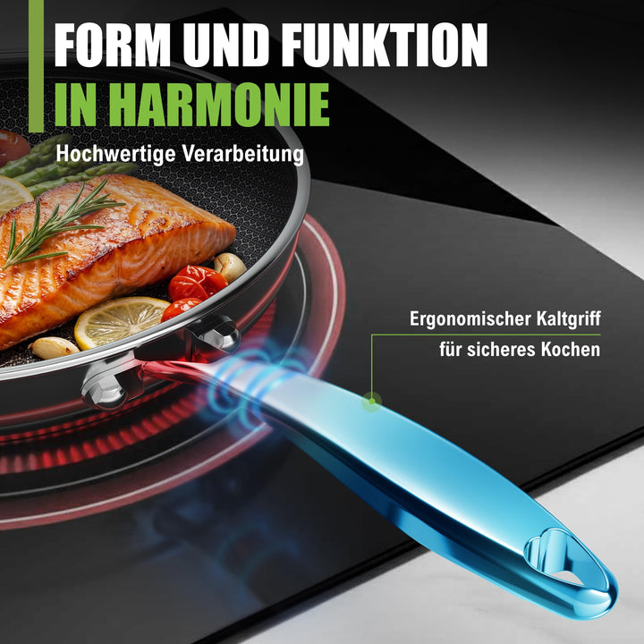 Bratpfanne 28cm Keramik-Edelstahl Wabe 5-Schicht PFAS-frei Induktion - Bild 6