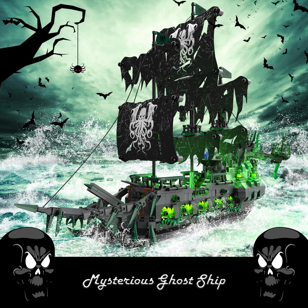 Piratenschiff Klemmbausteine Flying Dutchman mit 9 LED Beleuchtung - Bild 3