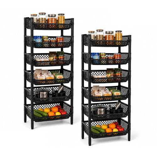 Korbregal Kunststoff 12 Etagen stapelbar modular schwarz