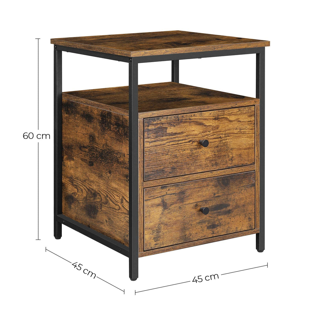 Nachttisch mit 2 Schubladen und offenem Fach Industrial 45x45x60 cm - Bild 2