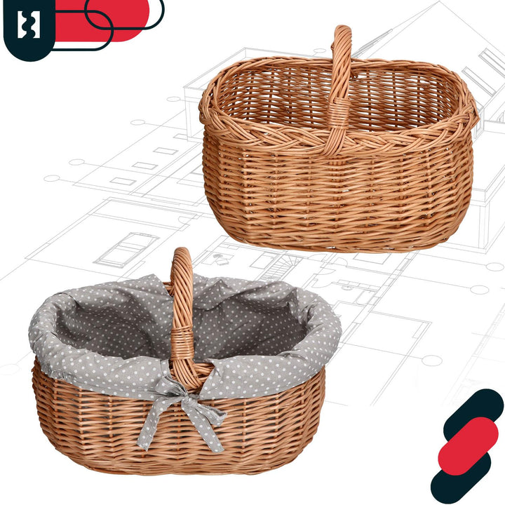 Henkelkorb Weidengeflecht Natur 43x29x22 cm für Einkauf und Picknick - Bild 7