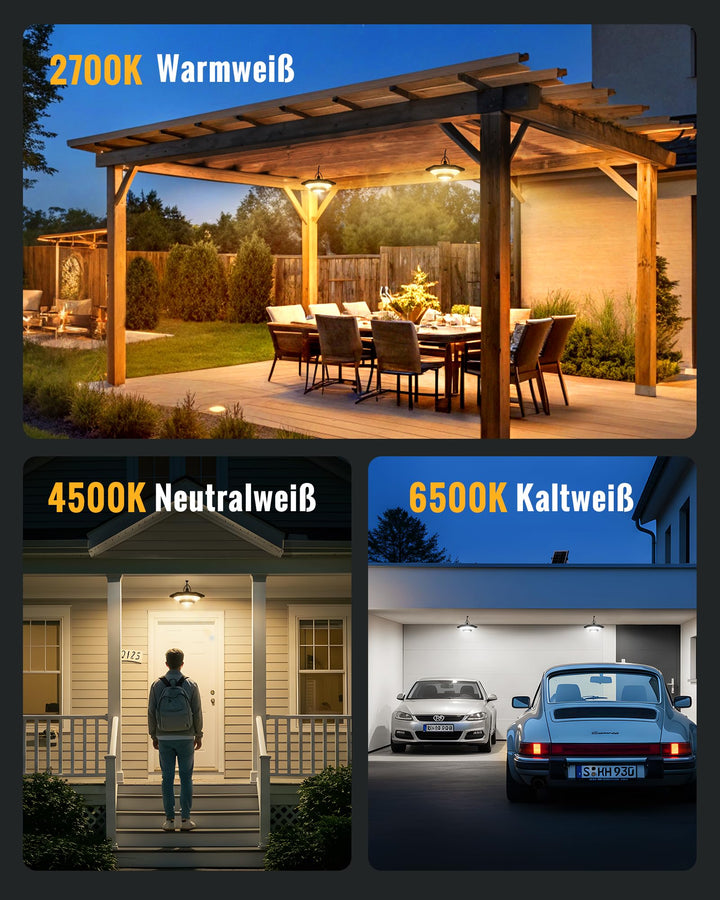 Solar Pendelleuchte 4000lm mit Bewegungsmelder 3 Farbtemperaturen IP65 - Bild 2