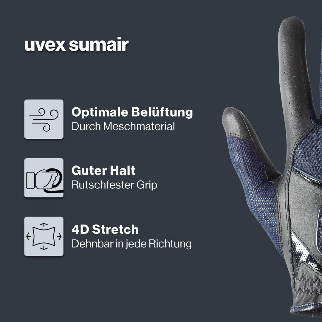 Reithandschuhe Kurzschnitt PU-Mesh touchscreenfähig Grösse 6 - Bild 2