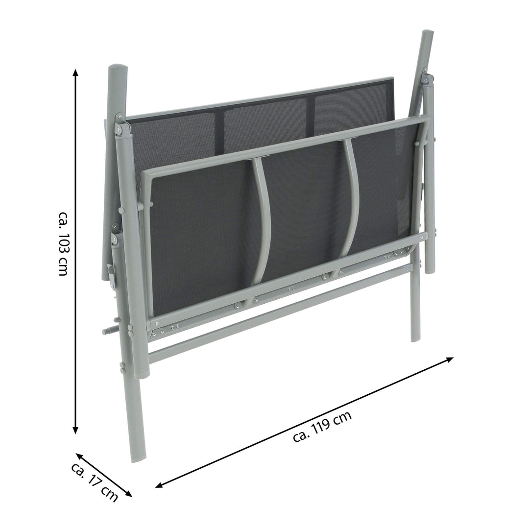 Gartenbank 2-Sitzer Aluminium Textilene Hellgrau 119x66x96 cm - Bild 7