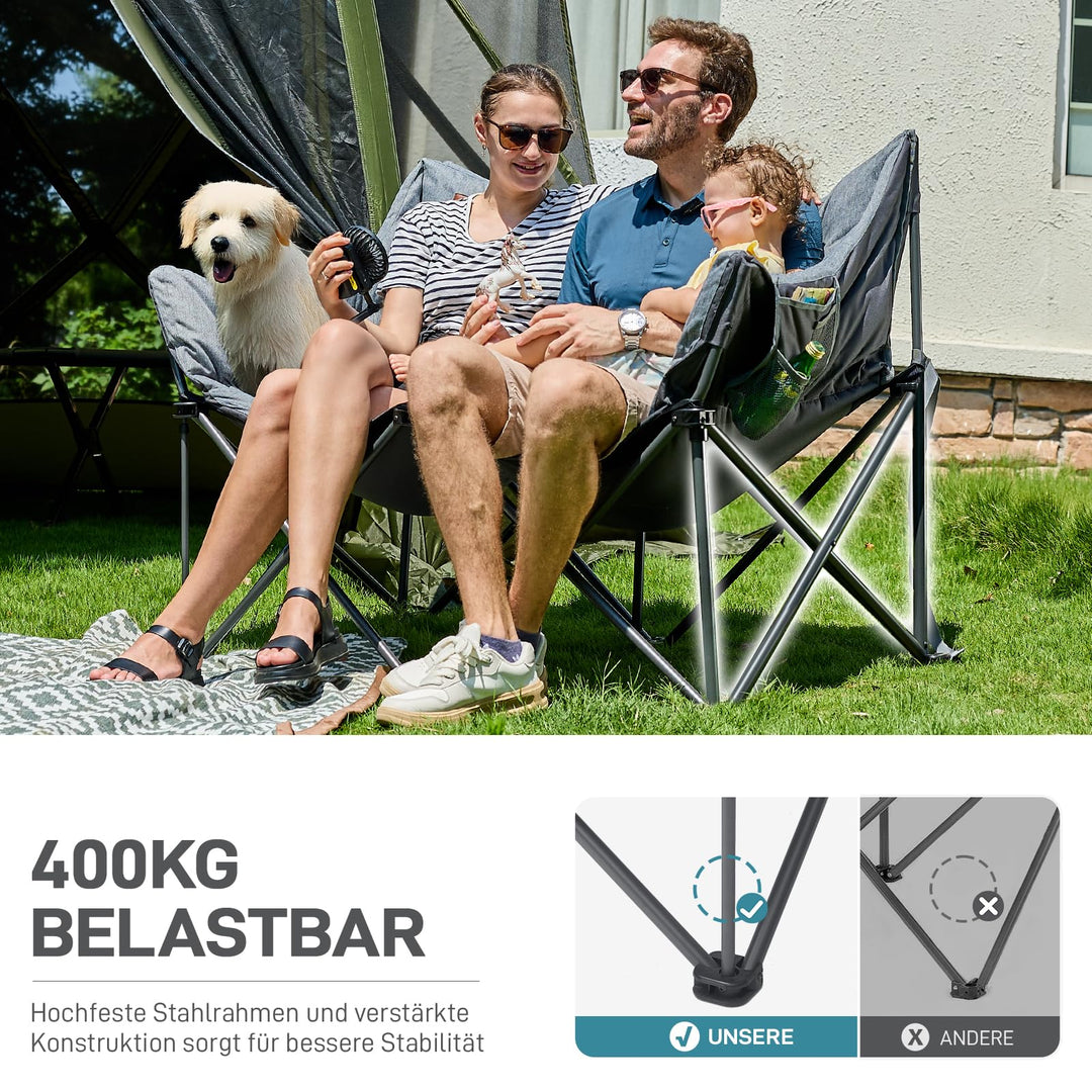 Campingsofa faltbar 2-Personen 145cm 400kg Tragkraft gepolstert - Bild 5