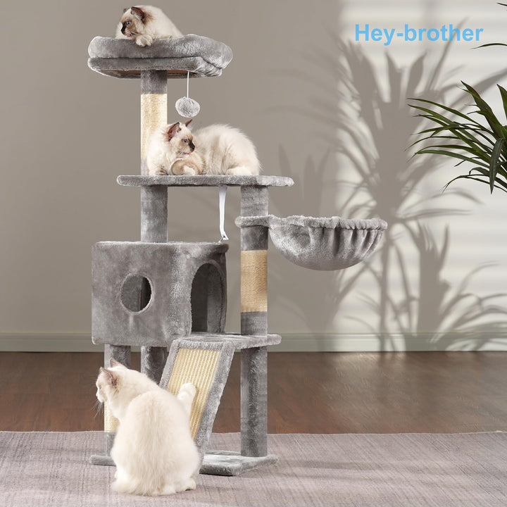 Kratzbaum mehrstöckig mit Höhle, Korb und Sisalsäulen für Katzen - Bild 6