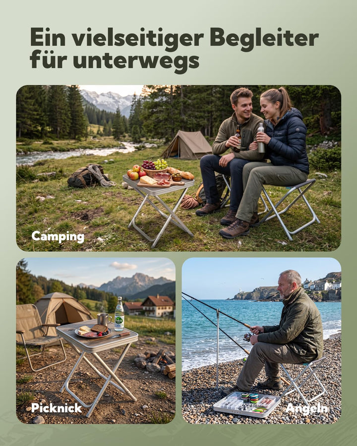 Campinghocker faltbar 2-in-1 mit MDF-Tischplatte Aluminium 100 kg - Bild 7