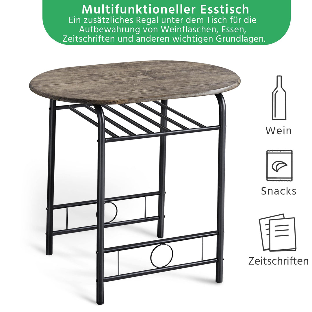 Essgruppe 2 Personen MDF &amp; Metall mit Ablagefach, Drift Braun - Bild 5