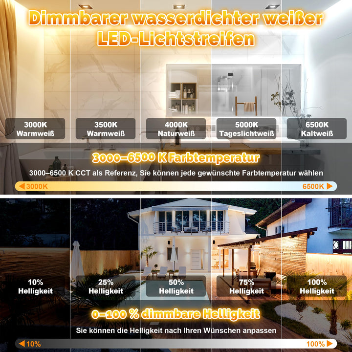 LED Streifen Aussen 20m Warmweiss-Kaltweiß IP67 dimmbar mit Fernbedienung - Bild 4