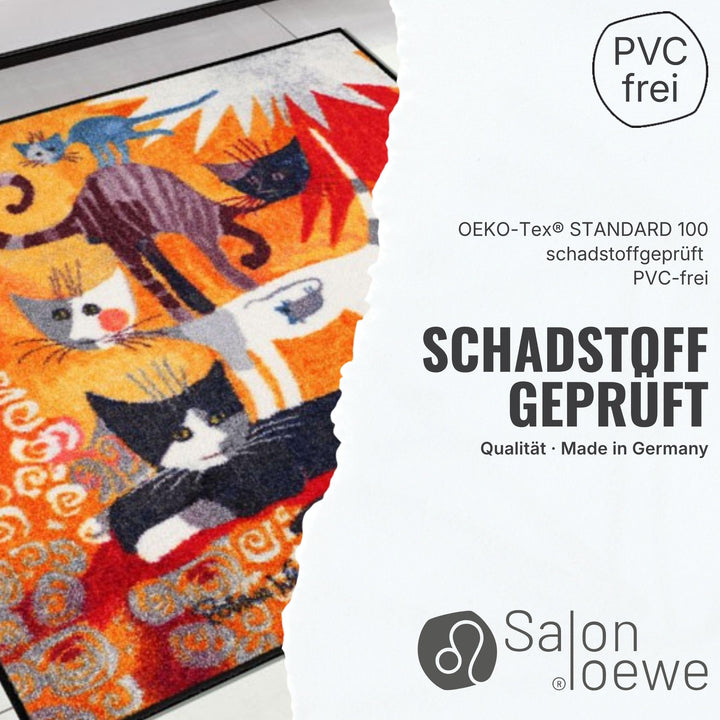 Fussmatte halbrund Katzen-Motiv Polyamid waschbar 60x85 cm - Bild 5