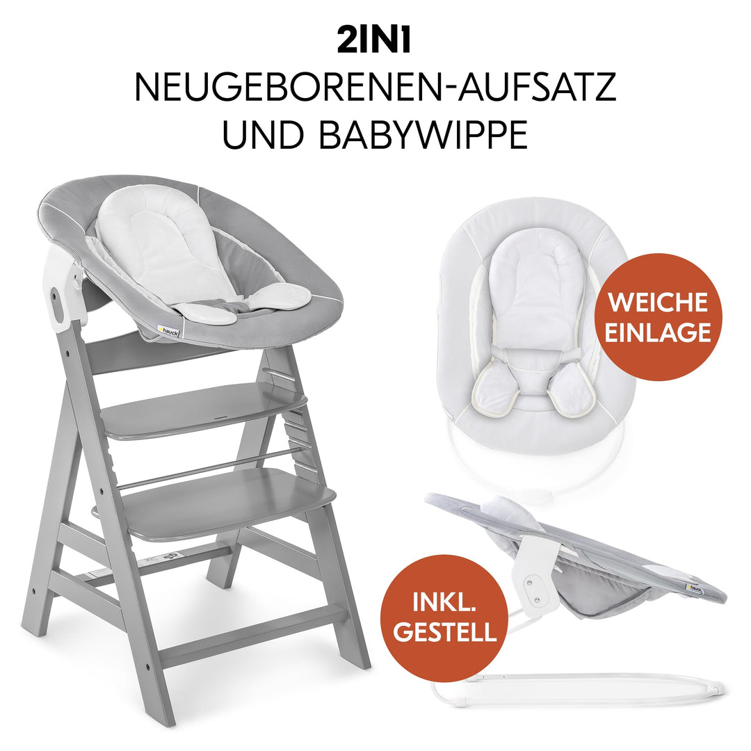 Hochstuhl Holz 4-in-1 Set mit Babywippe und Neugeborenenaufsatz - Bild 4