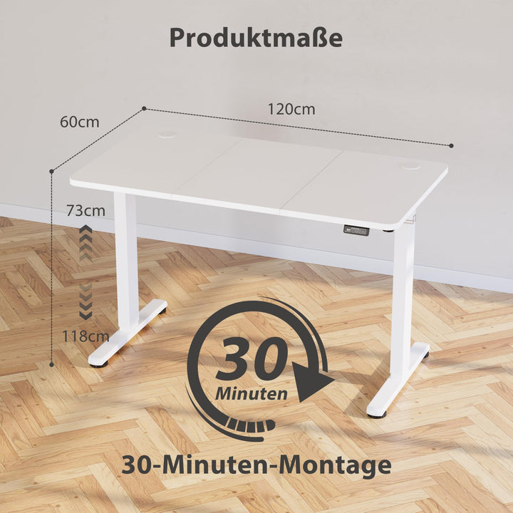Höhenverstellbarer Schreibtisch 120x60 cm mit 2 Speichertasten - Bild 4