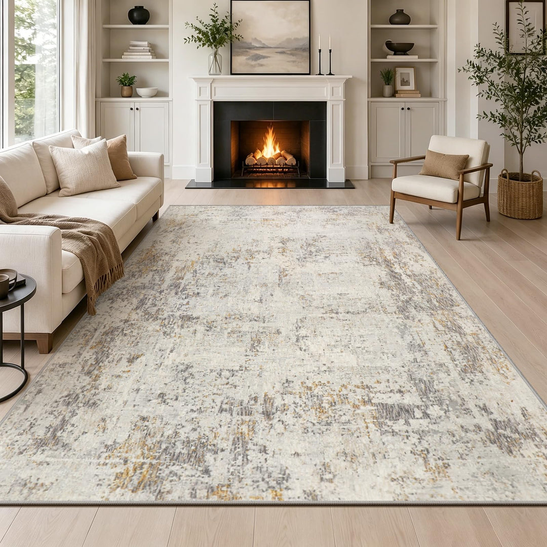 Kurzflor-Teppich Abstrakt Beige Waschbar 160x230 cm Wohnzimmer