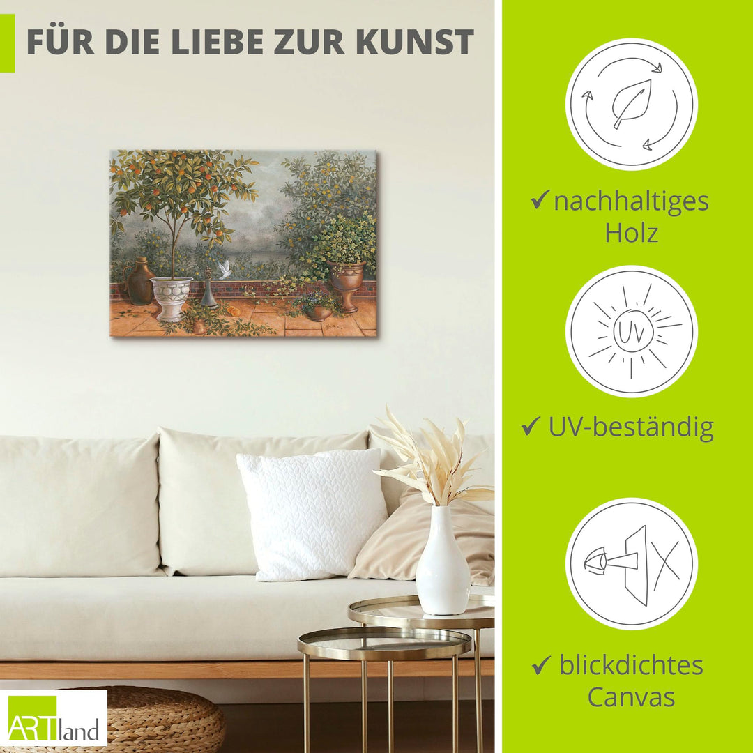 Leinwandbild Garten Motiv 100x70 cm auf Holzrahmen fertig zum Aufhängen - Bild 2