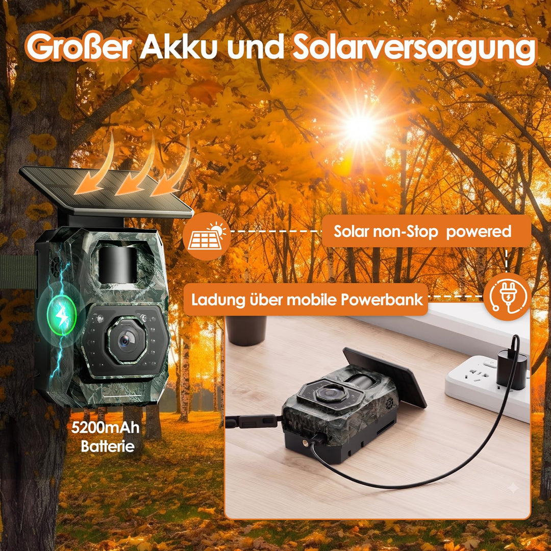 Wildkamera Solar 4K 64MP mit App-Steuerung und Nachtsicht - Bild 4