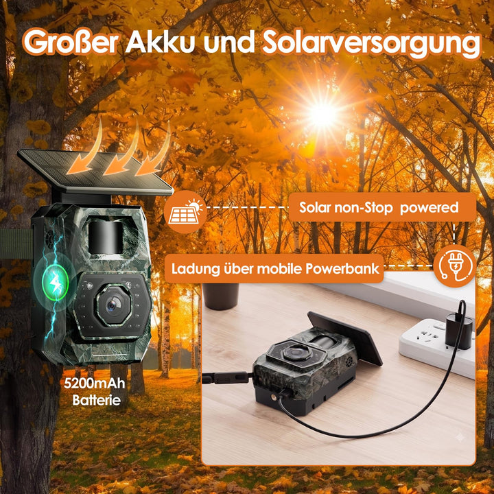 Wildkamera Solar 4K 64MP mit App-Steuerung und Nachtsicht - Bild 4