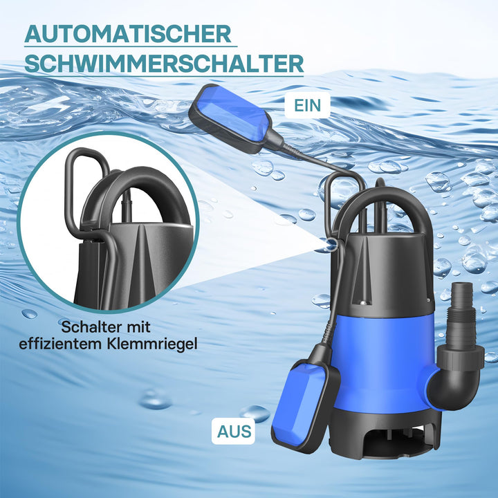 Schmutzwasserpumpe 400 W 7500 l/h für Garten, Teich &amp; Keller - Bild 7