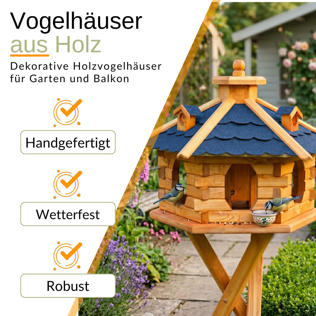 Vogelhaus mit Ständer Bitumendach Futtersilo Garten Größe L - Bild 4