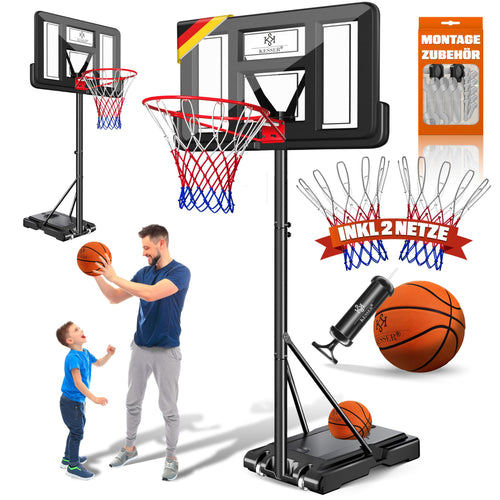 Basketballkorb mit Ständer höhenverstellbar 230–305 cm mit Rollen