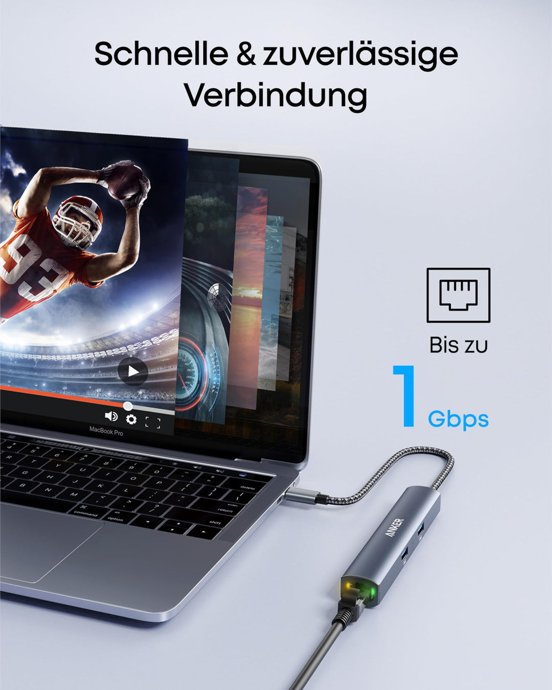 USB-C Hub 6-in-1 mit HDMI 4K, Ethernet 1 Gbps und Power Delivery