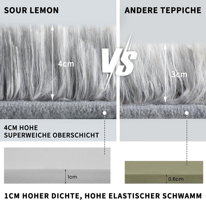 Hochflor Teppich Hellgrau 160x230 cm mit Antirutsch-Boden - Bild 7