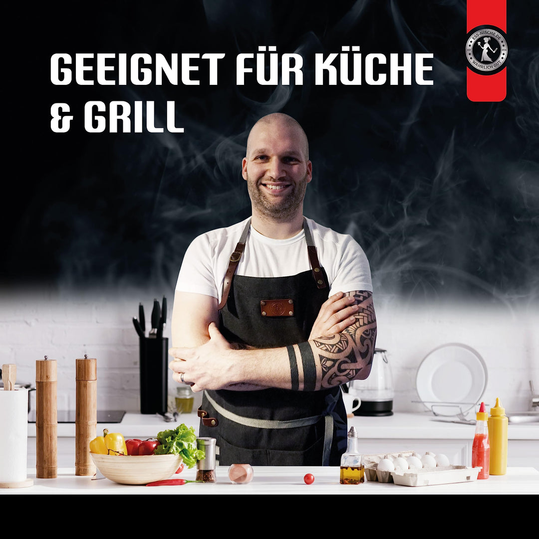 Kochschürze Denim Unisex mit Lederschlaufen anthrazit extra lang - Bild 4
