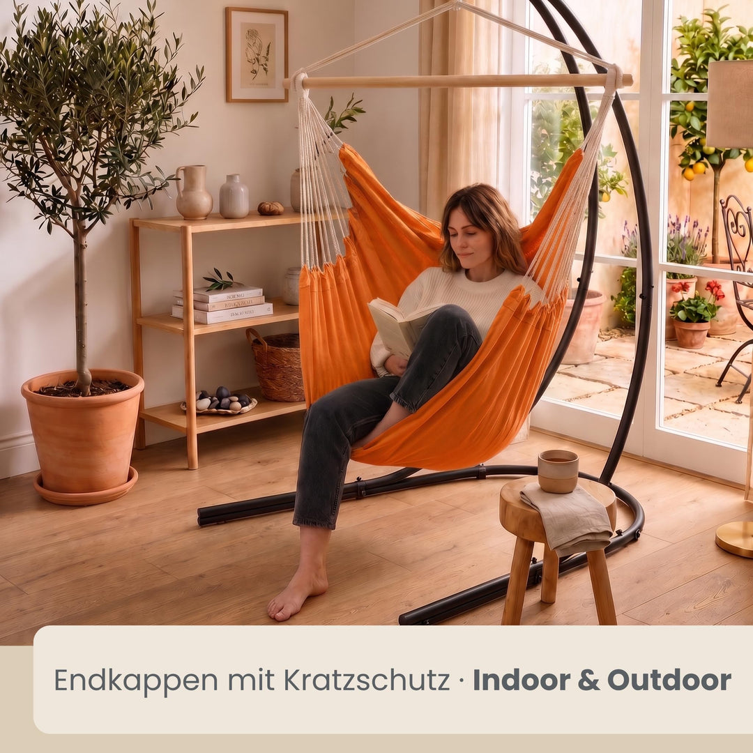 Hängesessel mit Gestell XXL 185x130cm Baumwolle für Garten Balkon - Bild 8