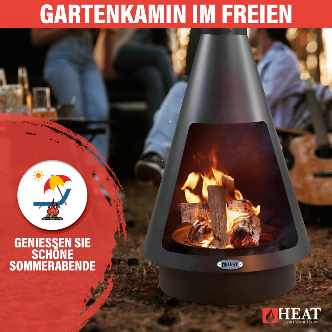 Terrassenofen Stahl 50x50x140 cm Holzfeuer Feuersäule Outdoor - Bild 6