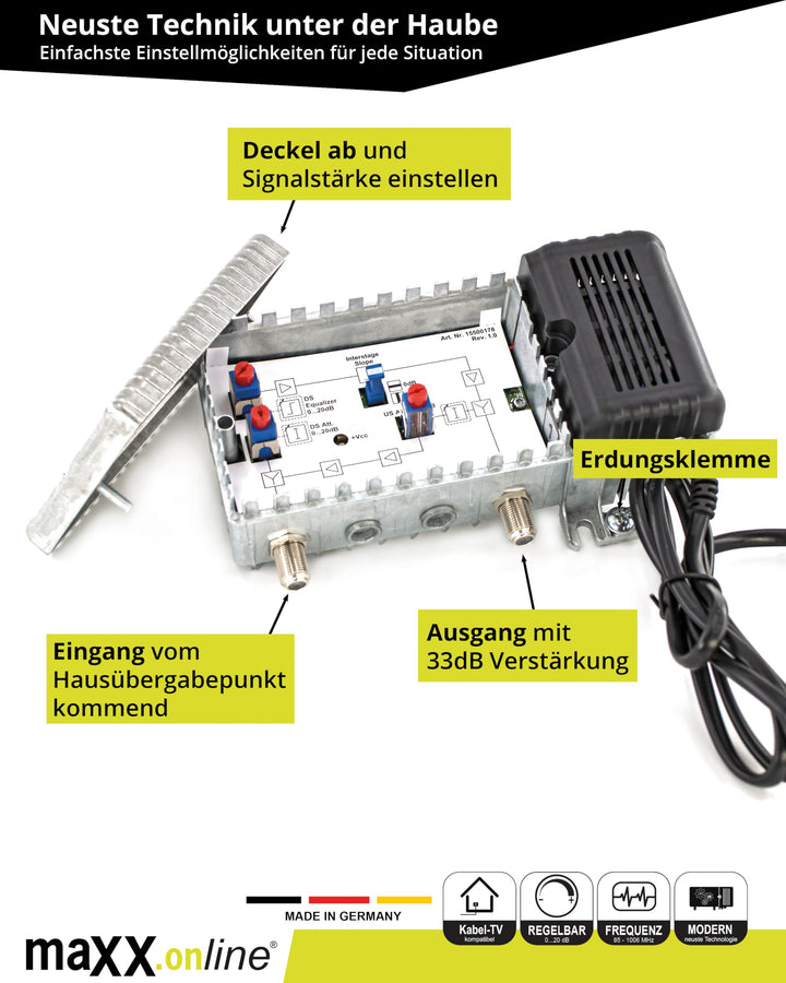 Antennenverstärker Kabelfernsehen DVB-C/T2 33 dB 85–1006 MHz - Bild 3
