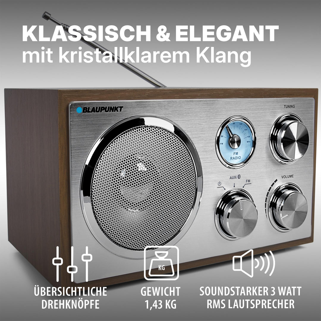 Nostalgieradio Holzkorpus UKW/FM Bluetooth AUX Retro-Design - Bild 3