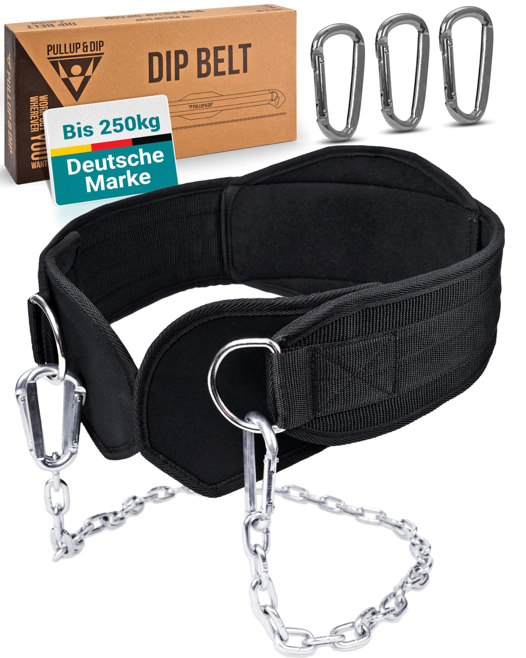 Dip Gürtel Nylon mit Stahlkette 100 cm für Kraftsport Calisthenics