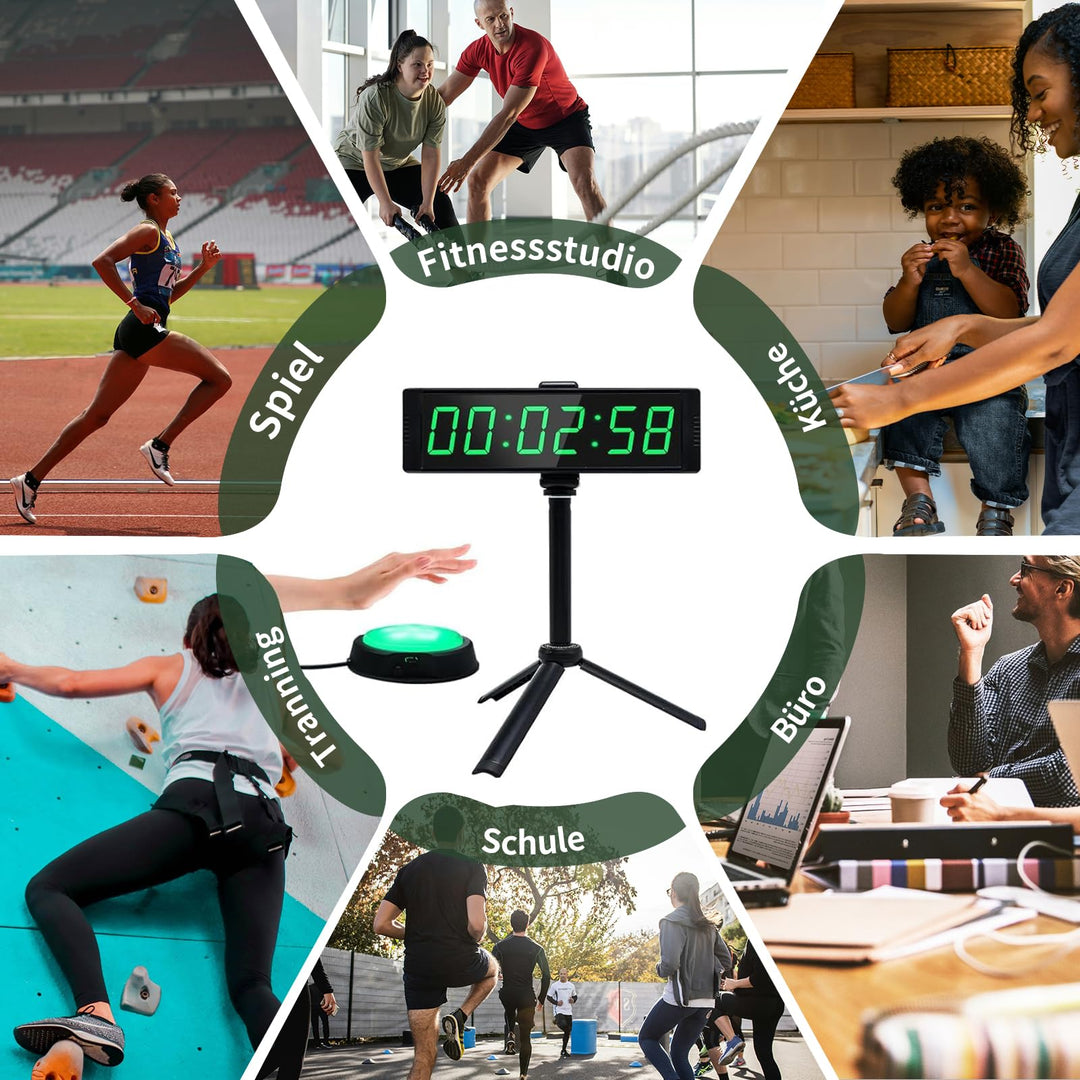 LED Intervall-Timer Stoppuhr mit Fernbedienung 12/24H Wanduhr - Bild 6