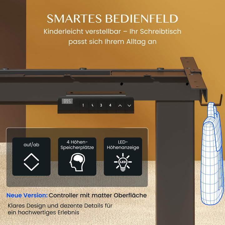 Schreibtisch-Gestell höhenverstellbar Doppelmotor 70–119 cm Home Office - Bild 7